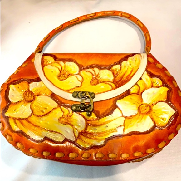 Mini Boho Tooled Leather Purse - Picture 1 of 6